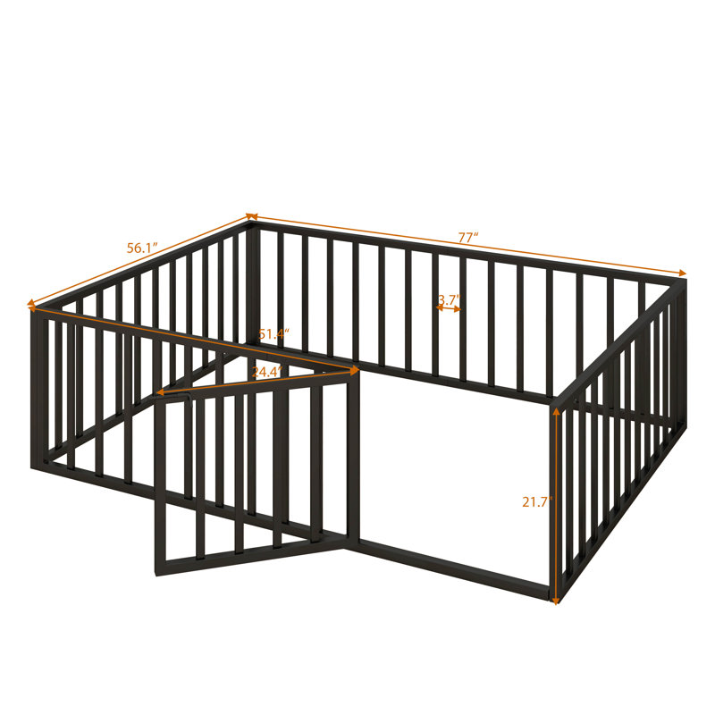 Ebern Designs Diocles Metal Floor Bed Frame with Fence & Door Wayfair